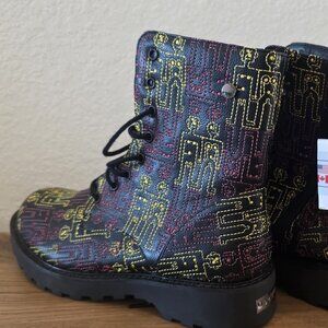 Desigual Combat Boots – Robots Print – Size 37 / US 6.5 – NWT